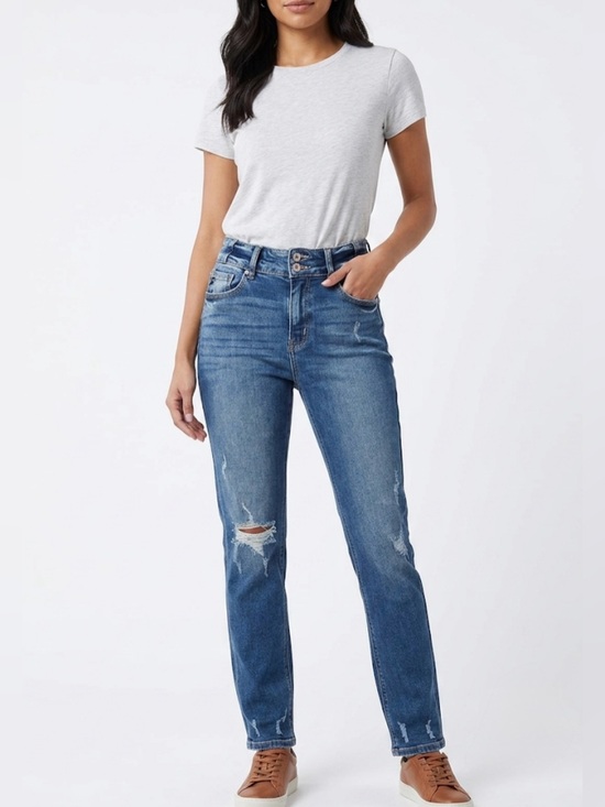 KanCan Denim - KanCan High Rise Distressed Straight Leg Jeans Size 5 / 26